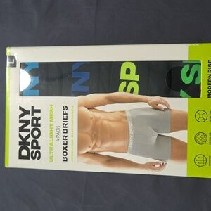 DKNY Sport Ultralight Mesh Boxer Briefs - Gray and Black